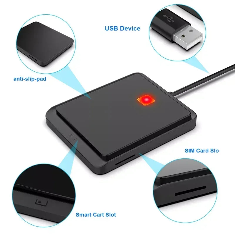 USB 2.0 Smart Card Reader – DNIe CAC IC ID SIM | Qme USB Smart Card Reader Qme