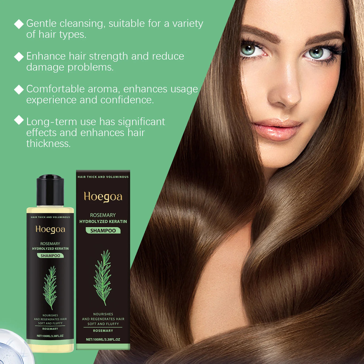Hoegoa Rosemary Oil Shampoo – Volumizing & Hair Strengthening Hair Growth Shampoo Qst