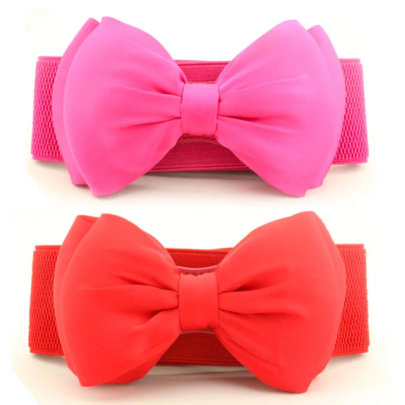 Women's Elastic Wide Bowknot Cummerbund Waist Belt Cummerbund Waist Belt Qst