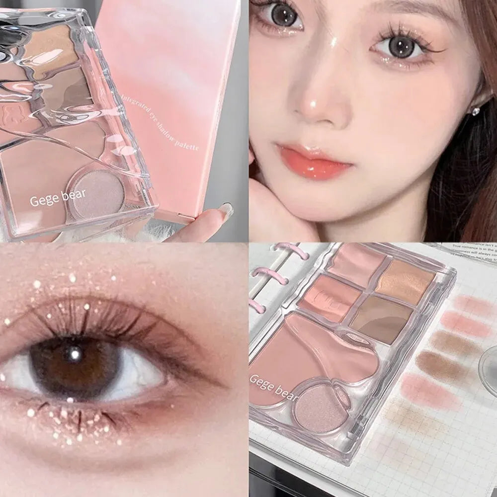 Gege Bear Eyeshadow Palette – Matte & Pearlescent Earth Tones Eyeshadow Palette Qme