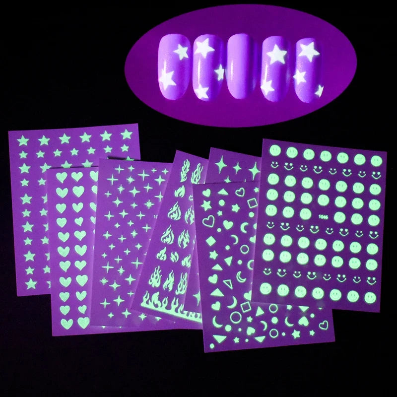 Glow in the Dark Nail Art Stickers – Snowflake, Flame & More Nail Art Stickers Qme