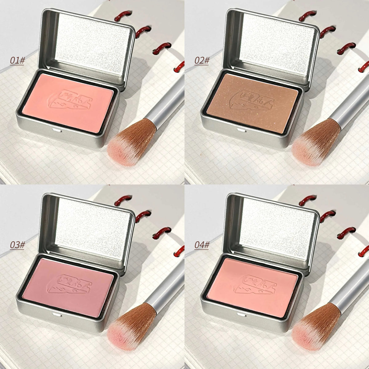 BLACKNANA Cream Blush Square Iron Box – Gray Pink Shade Cream Blush Qme