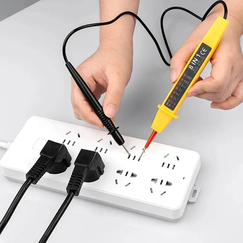 8-in-1 Voltage Tester Pen AC DC 6-500V Electrical Circuit Detector Voltage Tester Pen Qme
