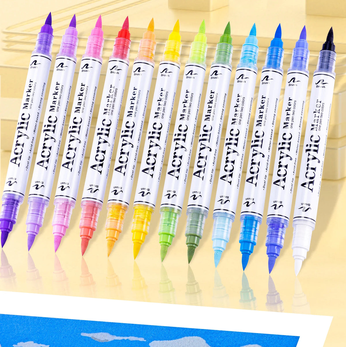 GN Dual Tip Acrylic Paint Markers – Brush & Fine Tip Pens Acrylic Paint Markers Qme