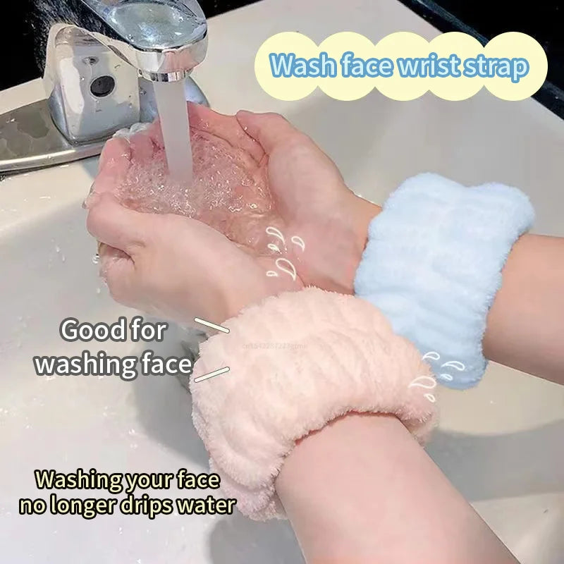 Spa Face Wash Headband & Wristband Set – Water Absorbent Spa Headband Set Qme