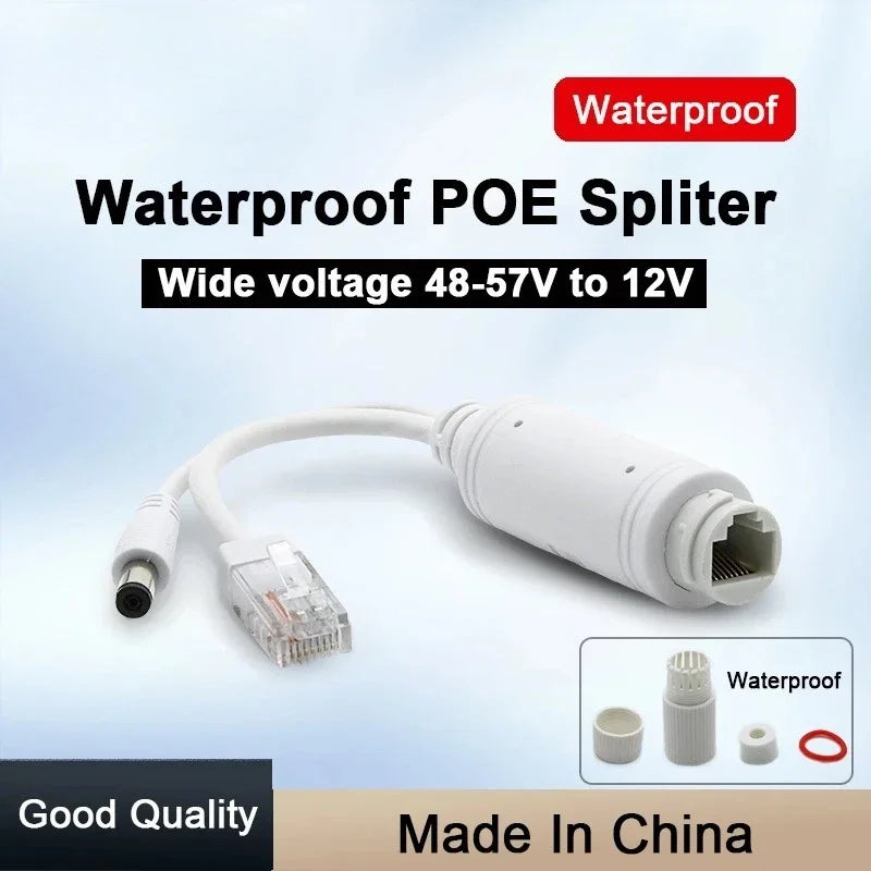 48V to 12V Waterproof POE Splitter Power Adapter Cable | IP Camera POE Splitter Adapter Qme