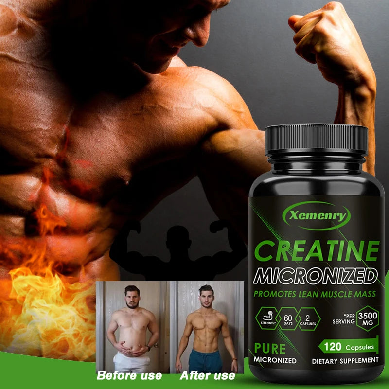 Xemenry Creatine Monohydrate Capsules – Muscle & Endurance Creatine Supplement Qst