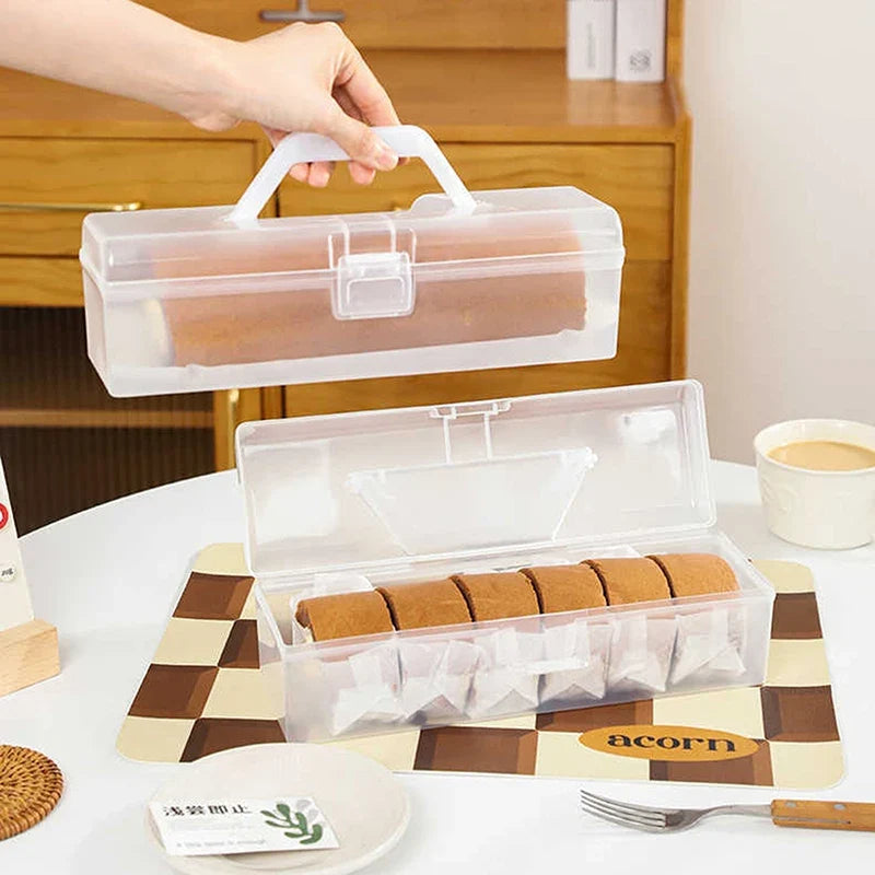 Reusable Plastic Bread Box with Handle – Toast & Pastry Holder Bread Storage Box Qme