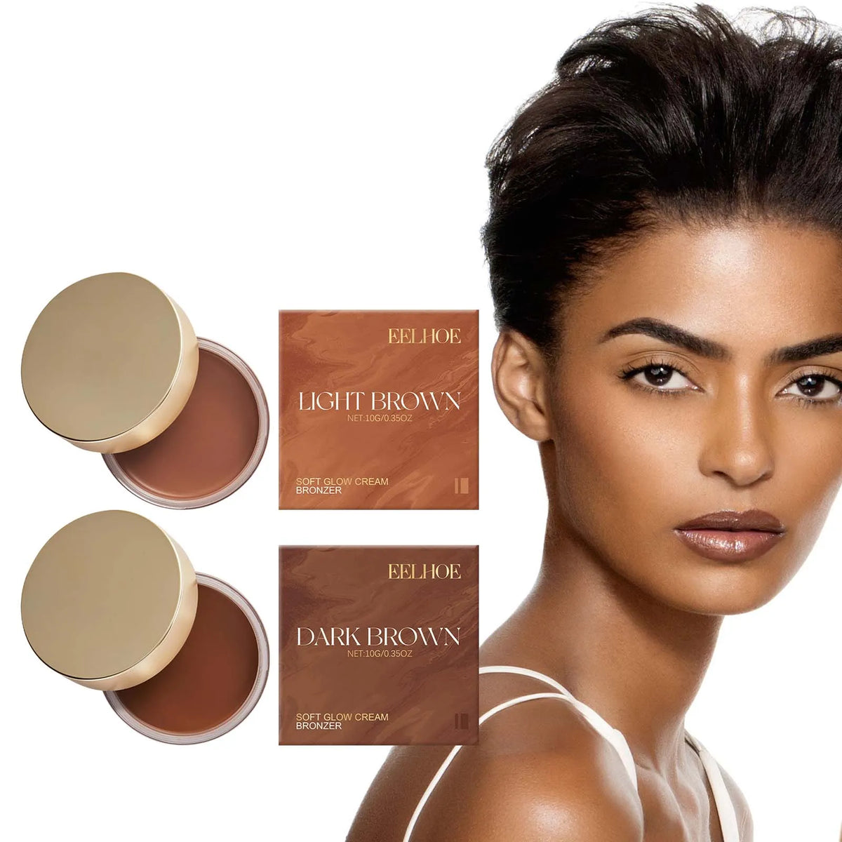 Sunless Self-Tanning Body Bronzer Cream | Natural Glow Self-Tanning Bronzer Cream Qme Dark brown