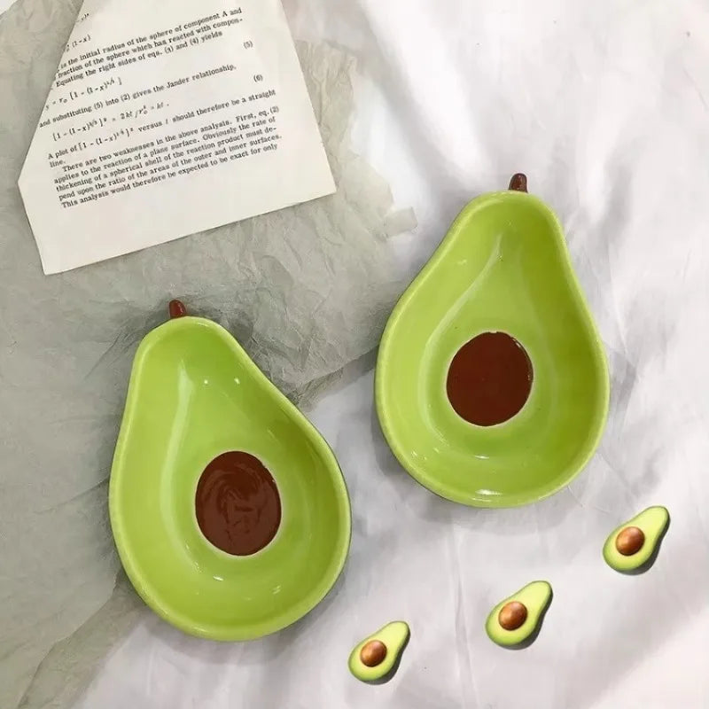 Avocado Shaped Ceramic Dish | Fruit Salad & Dessert Plate Novelty Ceramic Plate Qme