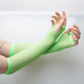 Women's Long Fishnet Fingerless Gloves – Punk Party Style Fishnet Fingerless Gloves Qme light green