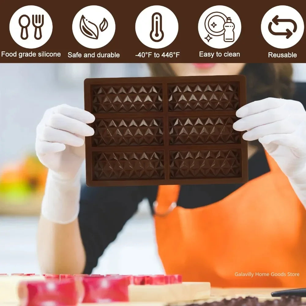 6-Hole Silicone Chocolate Bar Mold – Knafeh & Pistachio Silicone Baking Mold Qme