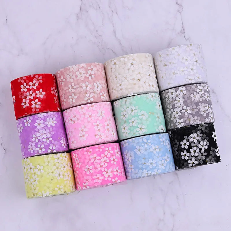 5 Yards Floret Tulle Daisy Ribbon Roll – DIY Craft & Bow Decorative Craft Ribbon Qme