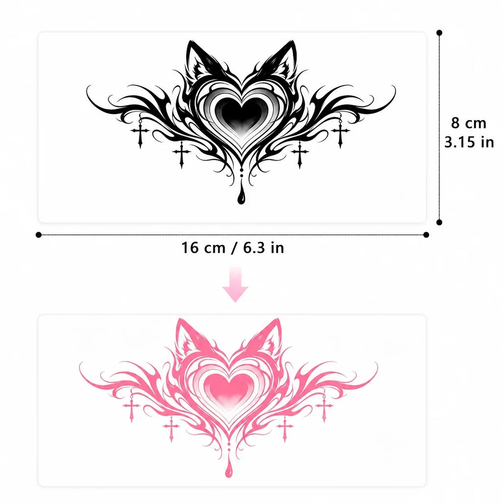 Heart Tribal Belly Temporary Tattoo Sticker – Waterproof Temporary Tattoo Sticker Qme SWB-005