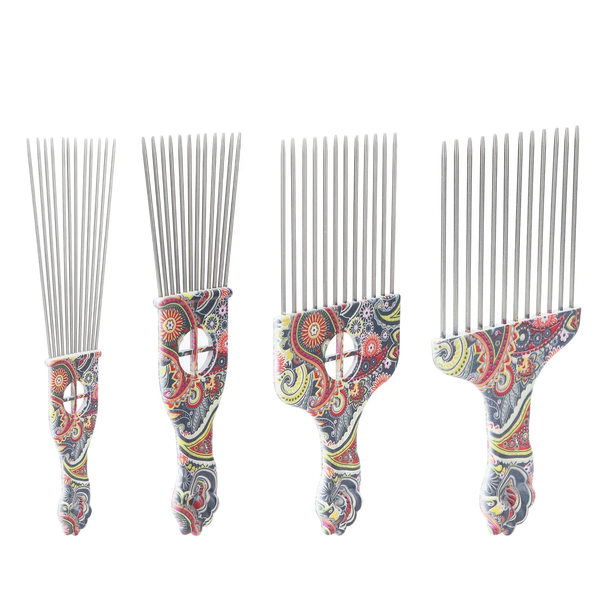 Afro Hair Pick Comb – Stainless Steel Detangler for Curly Hair Afro Hair Pick Comb Qme