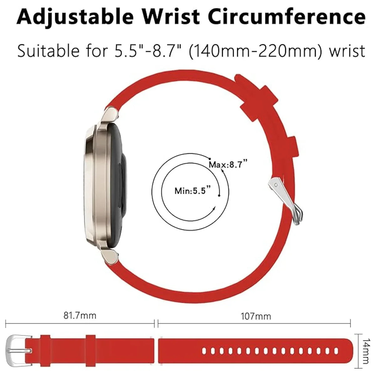 Garmin Lily 2 Silicone Watch Strap | Soft Replacement Band Silicone Watch Strap Qme
