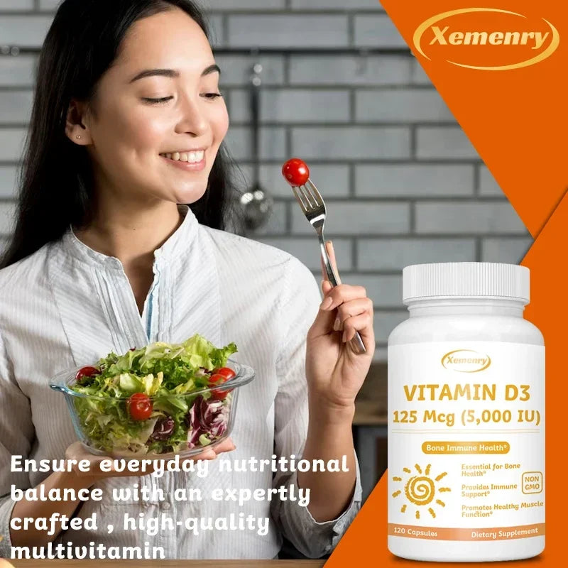 Xemenry Vitamin D3 5000 IU – Immune & Bone Support Vitamin D Supplement Qst