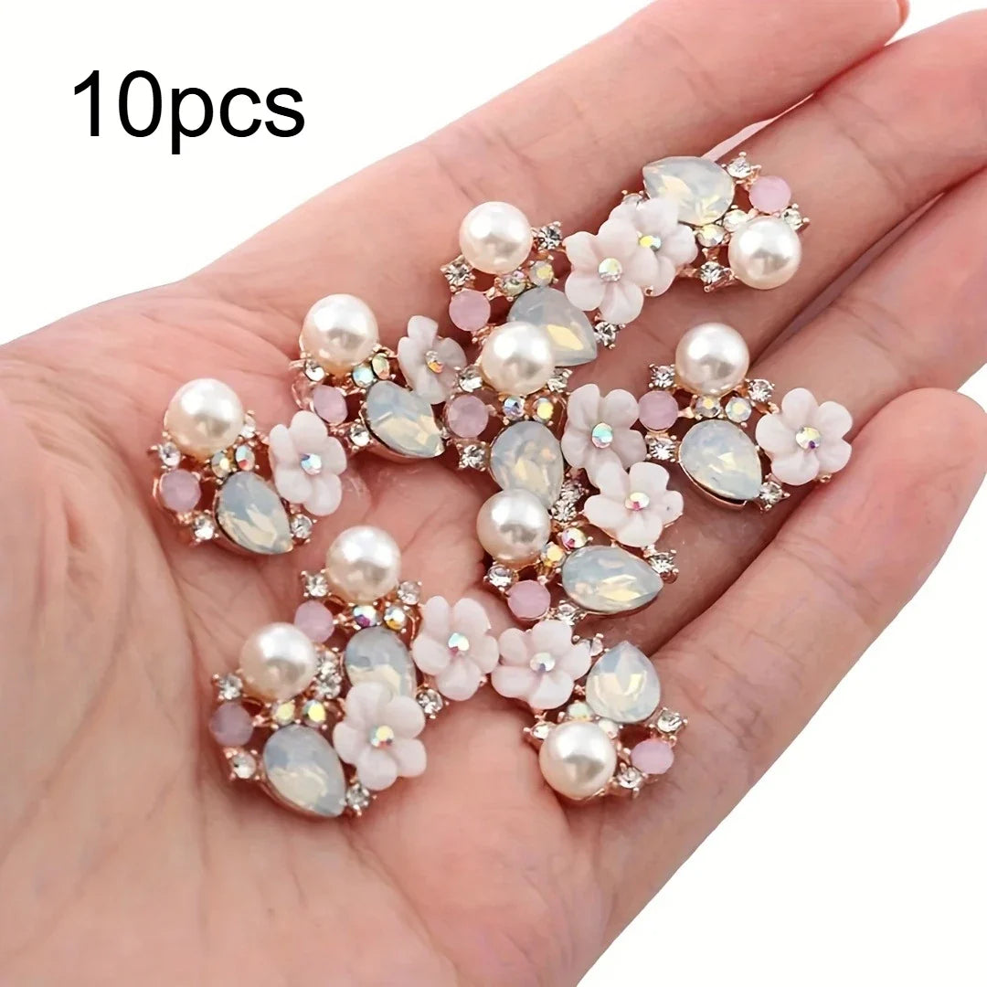 Shell Flower Crystal Rhinestone DIY Jewelry Buckle Pendant DIY Jewelry Pendant Qme 10pcs