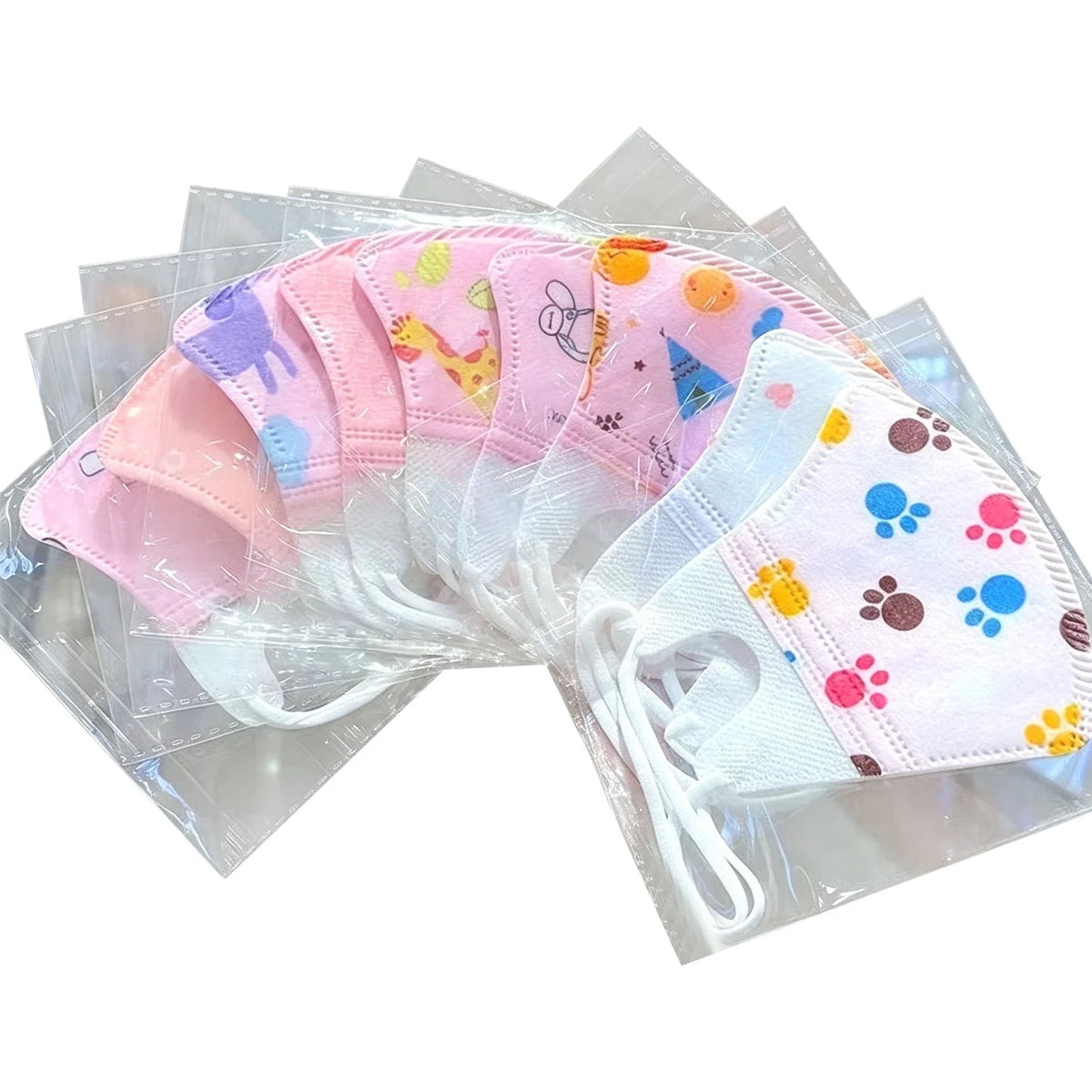 Kids Disposable Face Masks Cartoon Prints 3-Layer 10 Pack Kids Disposable Mask Qme D