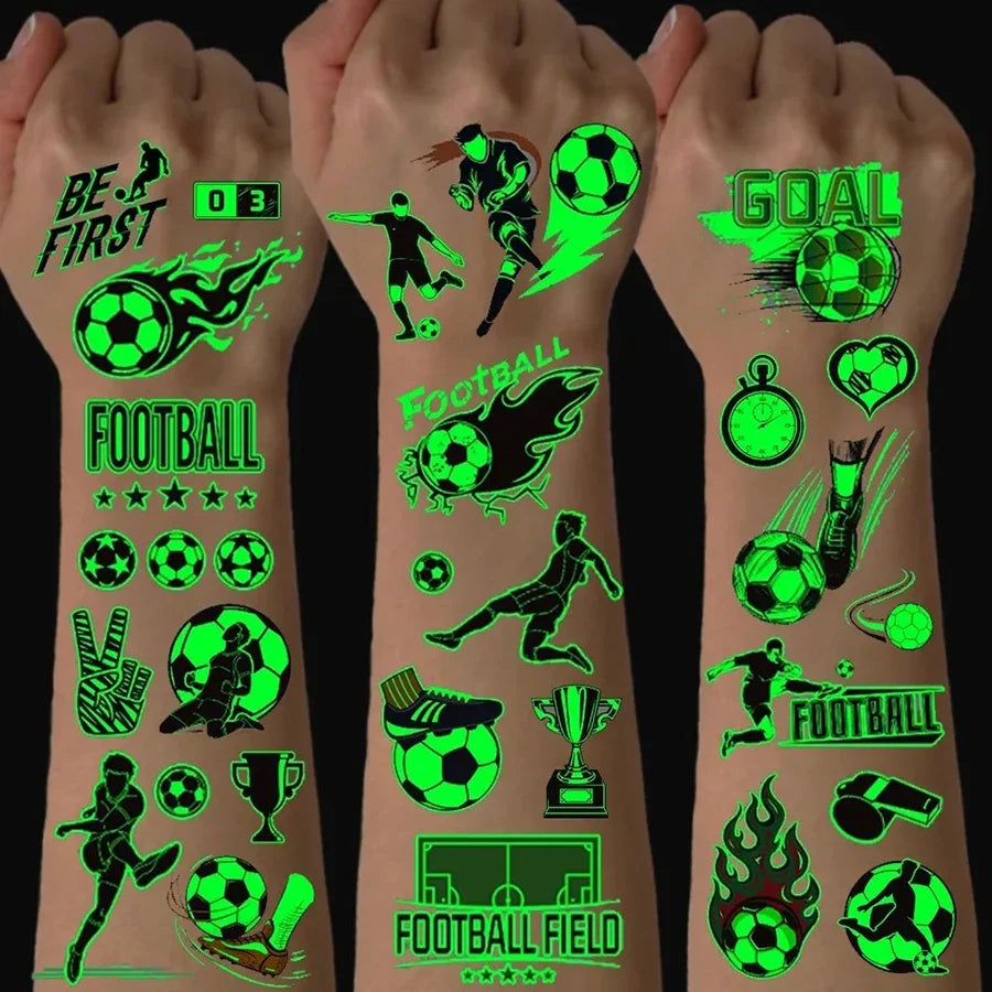 Glow-in-the-Dark Football Temporary Tattoo Stickers – 10 Sheets Temporary Tattoo Stickers Qme