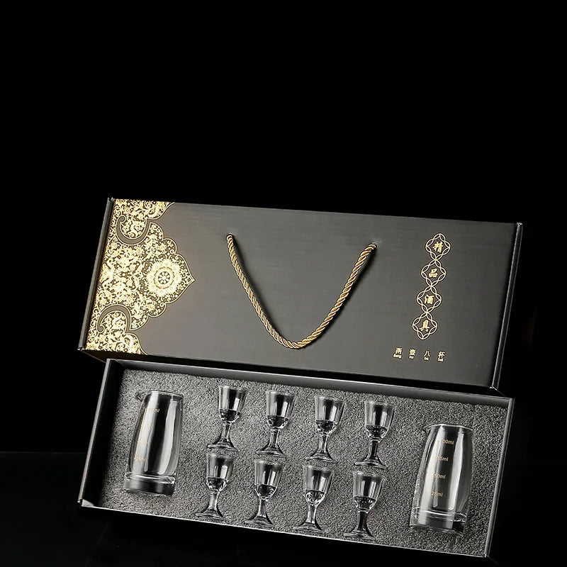 Crystal Glass Liquor Dispenser Set – Short Cup Wine Glasses Liquor Dispenser Set Qme