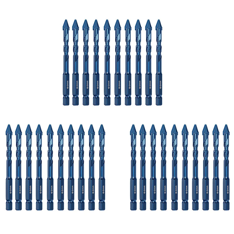 30-Pc Eccentric Triangle Drill Bits for Glass, Tile & Stone Drill Bit Set Qme Blue