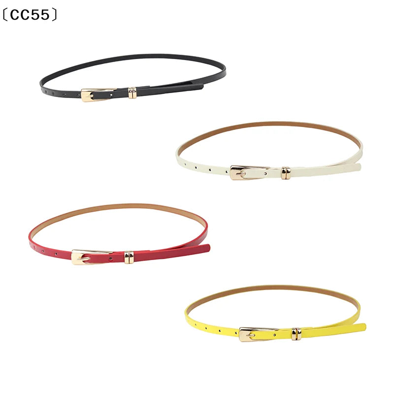Women's Skinny Candy Color PU Waist Belt – 12 Colors Women's Fashion Belt Qst