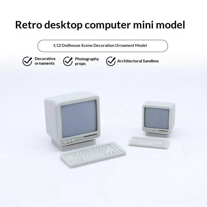 Miniature Retro Desktop Computer 1:12 1:18 Dollhouse Decor Dollhouse Accessory Qst