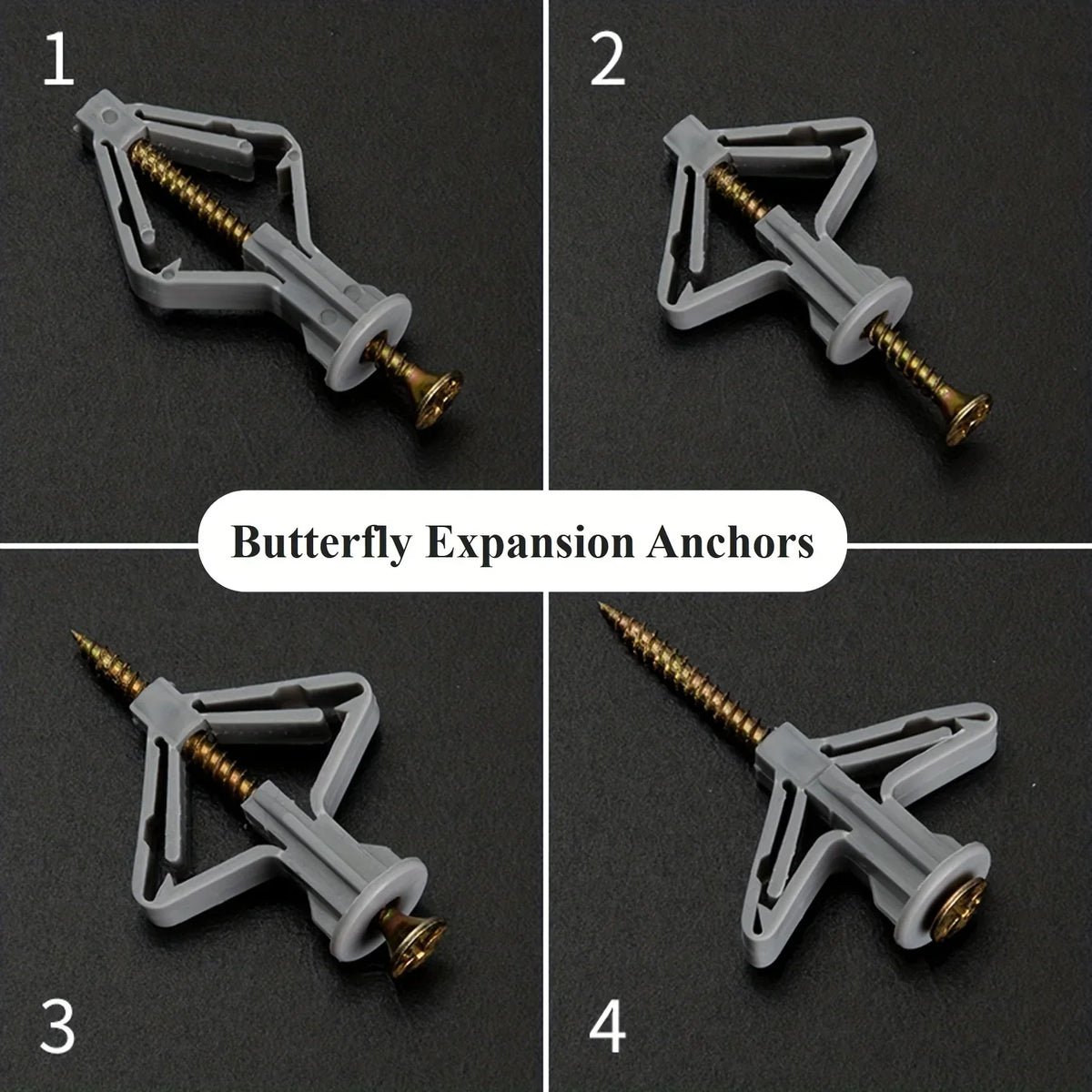 Hollow Wall Anchors Butterfly Expansion Screws Drywall 50pc Wall Anchors & Screws Qme