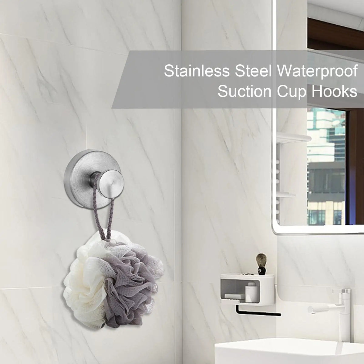 No-Drill Suction Cup Hook Stainless Steel Kitchen & Bath Hanger Suction Cup Hook Qme