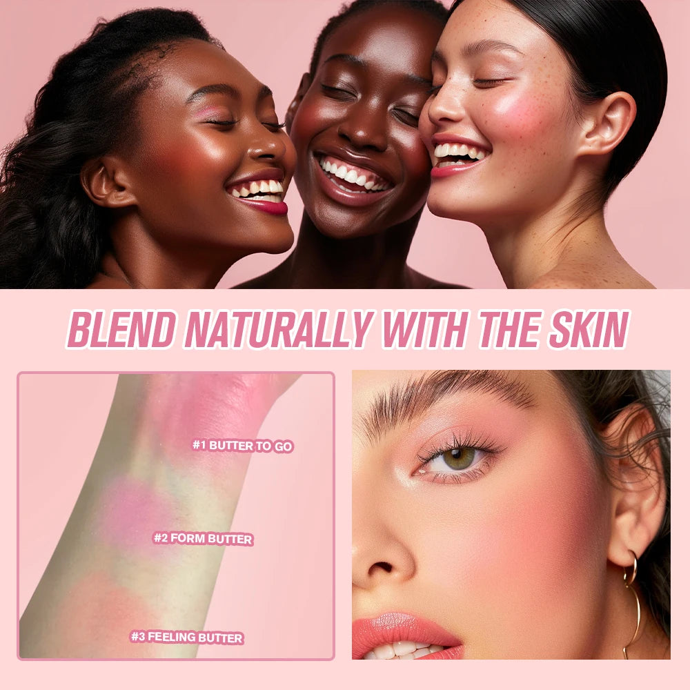 Lakerain Pink Matte Butter Blush – High Pigment, 12Hr Wear Face Blush Powder Qst
