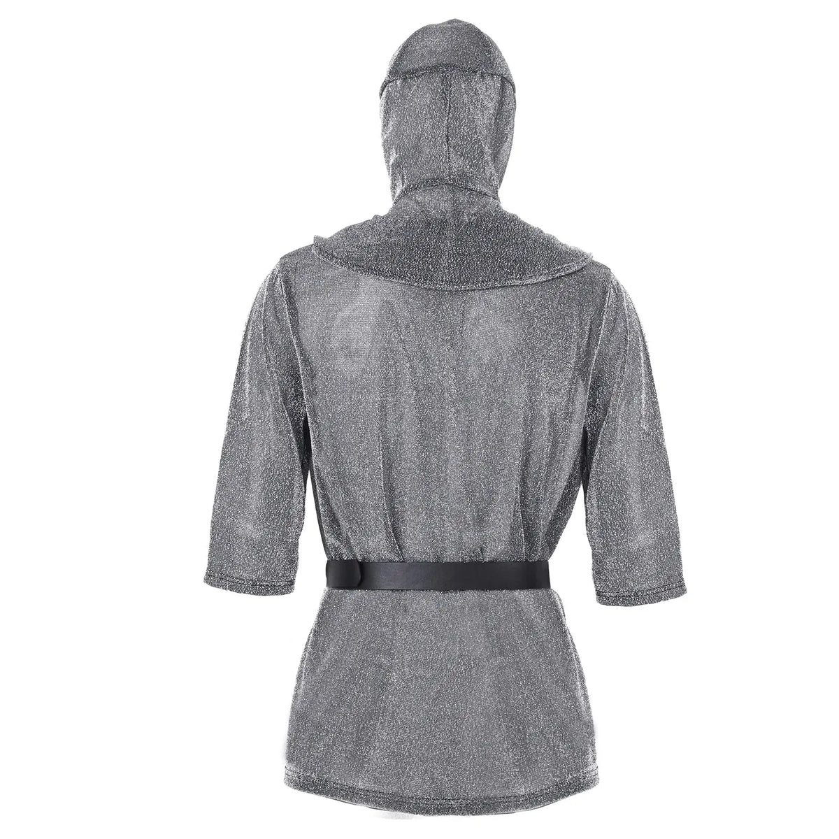 Medieval Faux Chain Mail Armor Tunic Shirt Cowl & Belt Set Medieval Costume Set Qme