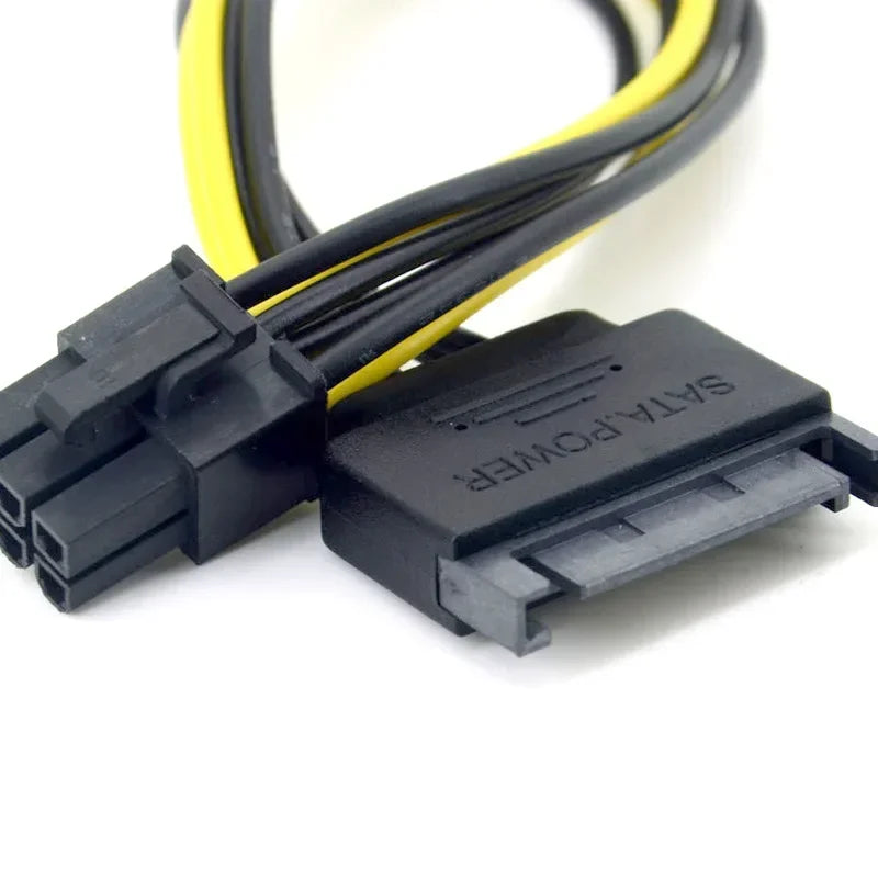 SATA to 6-Pin PCIe Power Adapter Cable 18AWG | GPU Riser PCIe Power Adapter Cable Qme