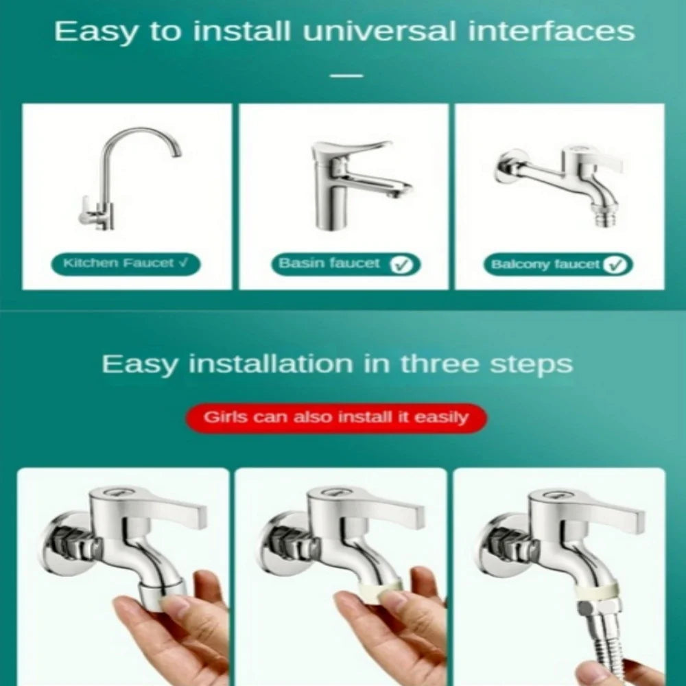 Stainless Steel Faucet Extender 360° Adjustable Hose Faucet Extender Hose Qme