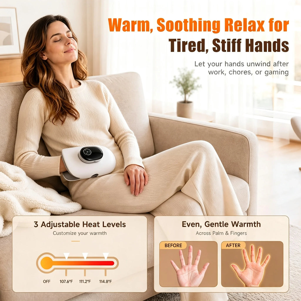 VIMYSHOW Hand Massager – Airbag Heat Compression Glove Hand Massager Qst