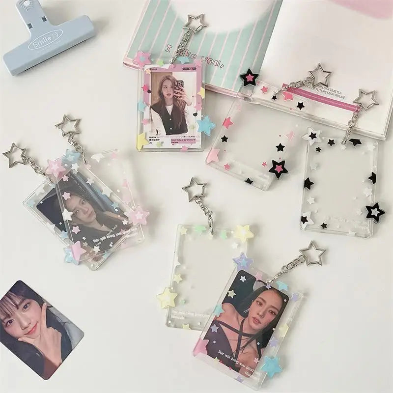 Colorful Star Acrylic Photocard Holder Pendant & Organizer Photocard Holder Pendant Qme