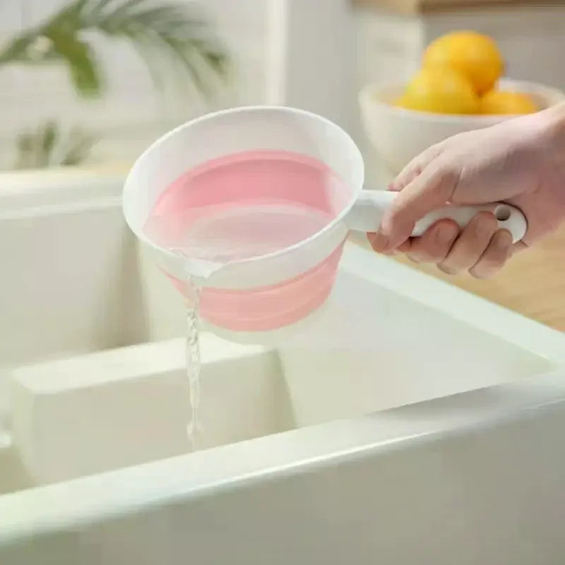 Collapsible Silicone Water Scoop Ladle | Antislip Handle Collapsible Silicone Scoop Qme