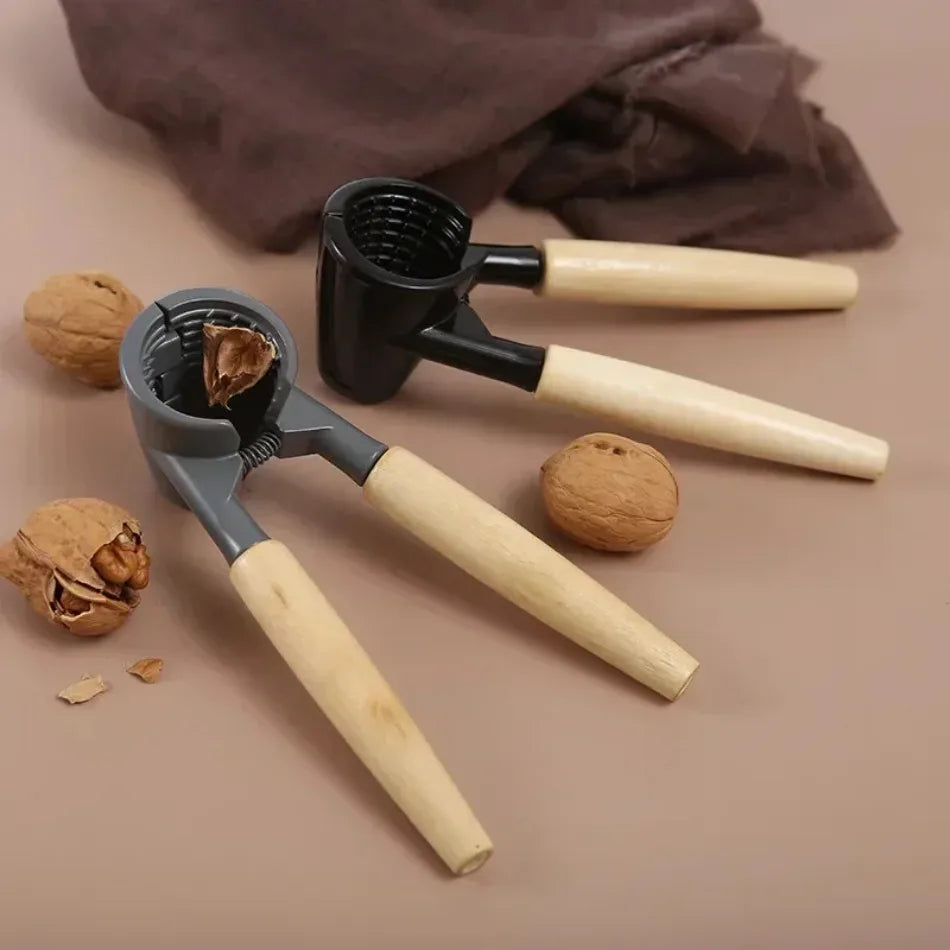 Heavy Duty Aluminum Nutcracker with Wood Handles Manual Nutcracker Qme