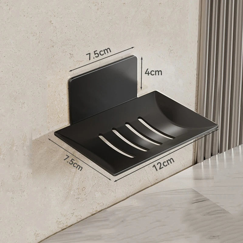 Wall Mounted Carbon Steel Soap Dish Tray with Drainage – Black Soap Dish Tray Qst Black