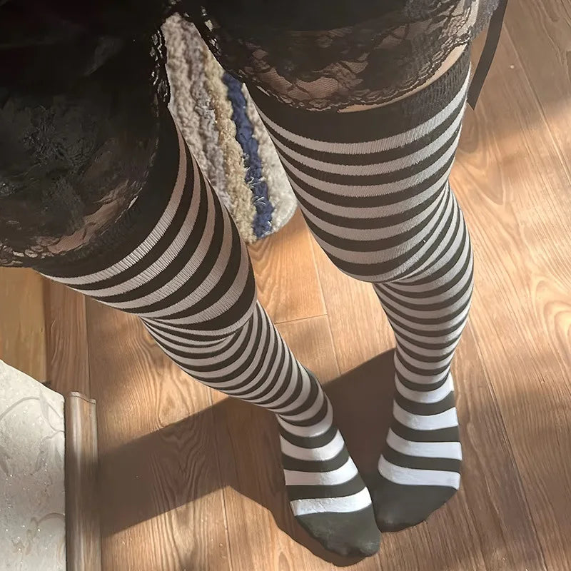 Women's Striped Over-the-Knee Long Socks – 18 Colors Over-the-Knee Socks Qme