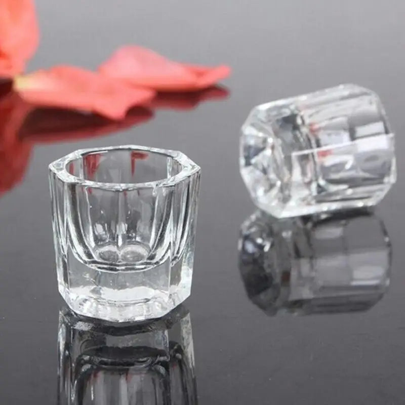 Crystal Glass Dappen Dish – Acrylic Nail Mixing Cup with Lid Nail Dappen Dish Qme
