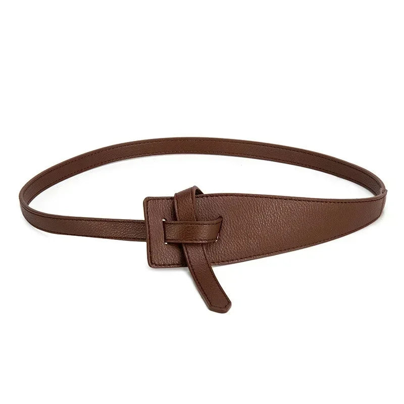 Women's Korean Minimalist Coat Belt – PU Buckle Waist Tie Women's Fashion Belt Qme 70cm Coffee