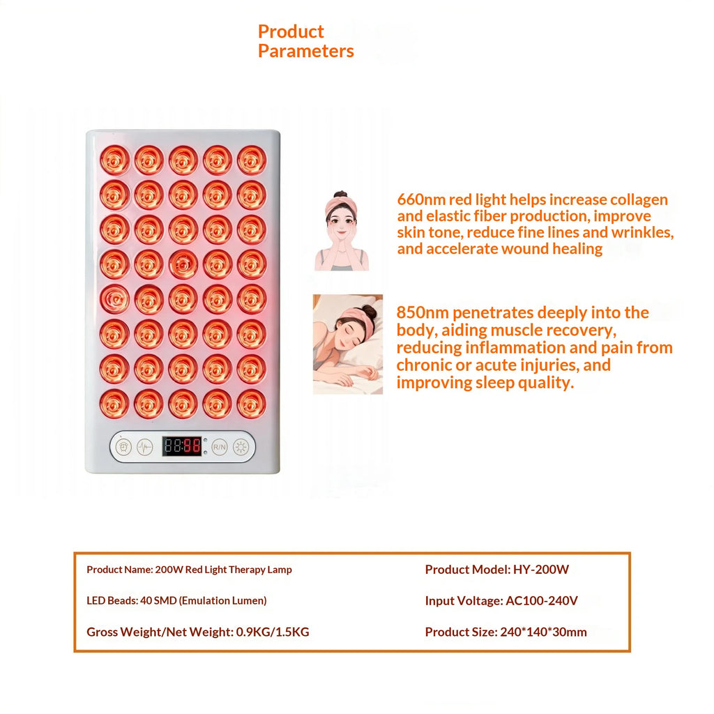 MasterGrow 660nm 850nm LED Red Light Therapy Panel + Stand LED Therapy Panel Qst