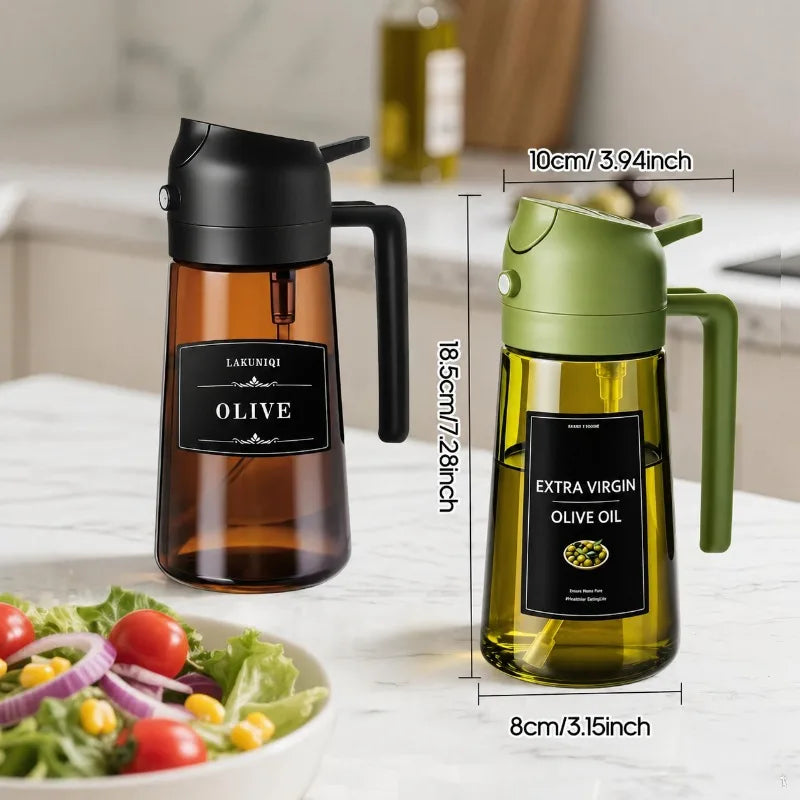 Glass Olive Oil Sprayer Dispenser – 2-in-1 Spray & Pour, 470ml Oil Sprayer Dispenser Qme