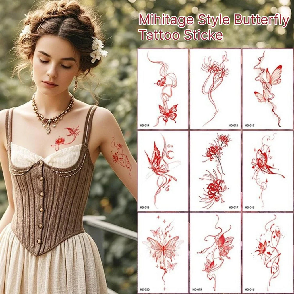 Retro Watercolor Butterfly Temporary Tattoo Sticker – 12 Colors Temporary Tattoo Sticker Qme