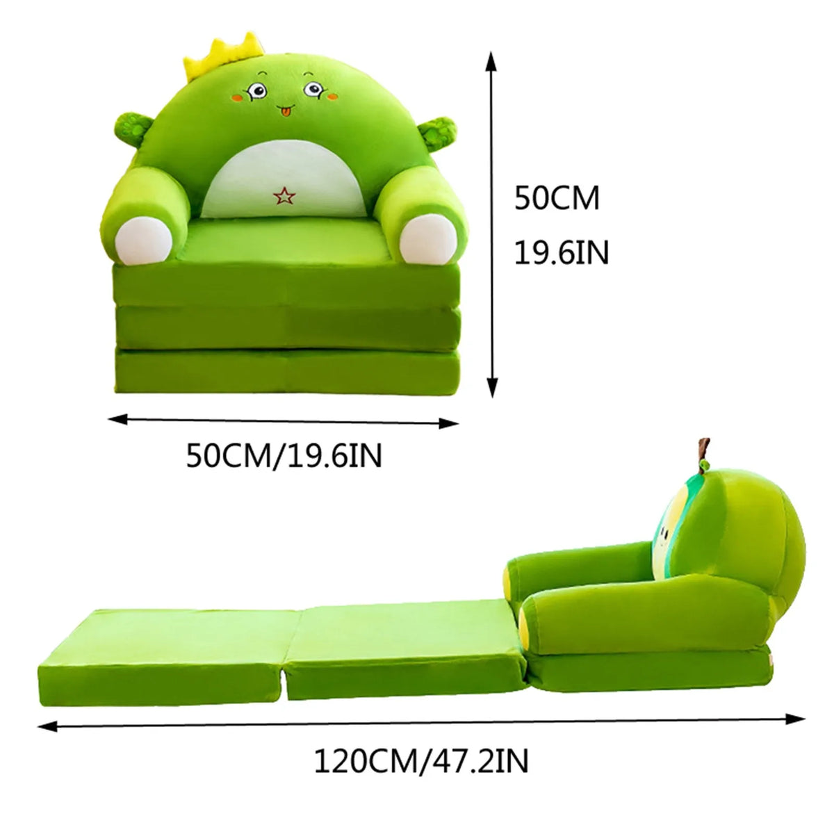 Kids Foldable Cartoon Plush Sofa Cover – 2-in-1 Flip Open Chair Kids Sofa Cover Qme