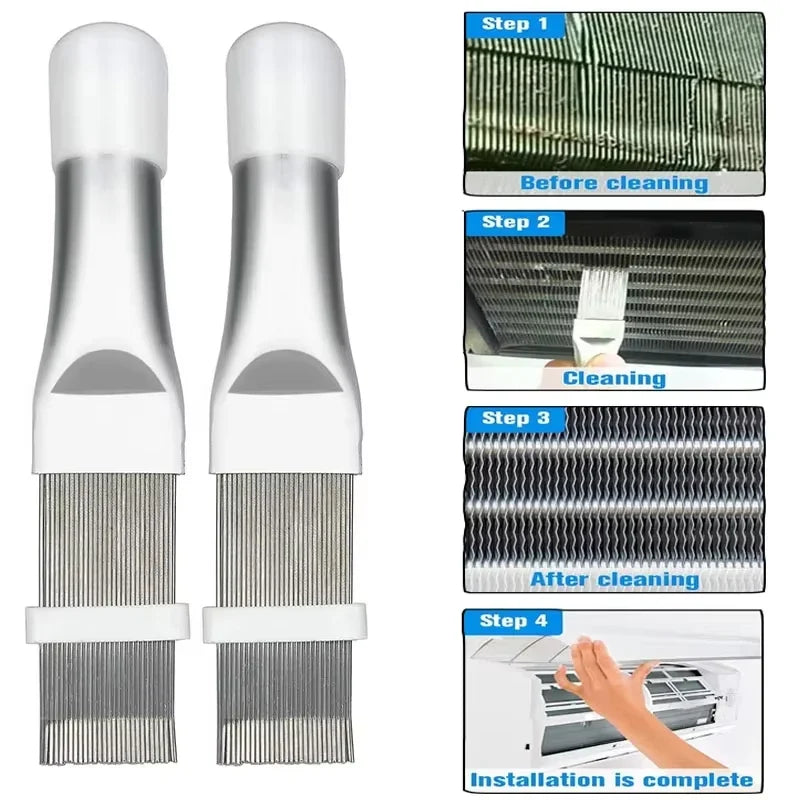AC Fin Cleaning Comb – Stainless Steel Condenser Coil Cleaner HVAC Cleaning Tool Qme