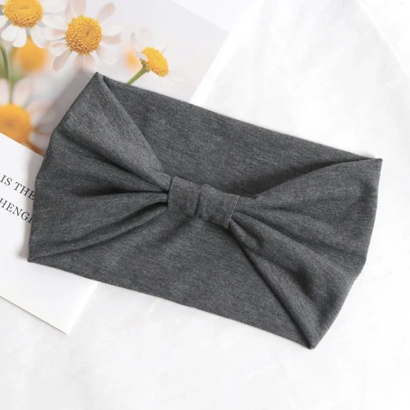Women's Stretchy Wide Headband for Yoga, Running & Sports Sports Headband Qme Dark Grey