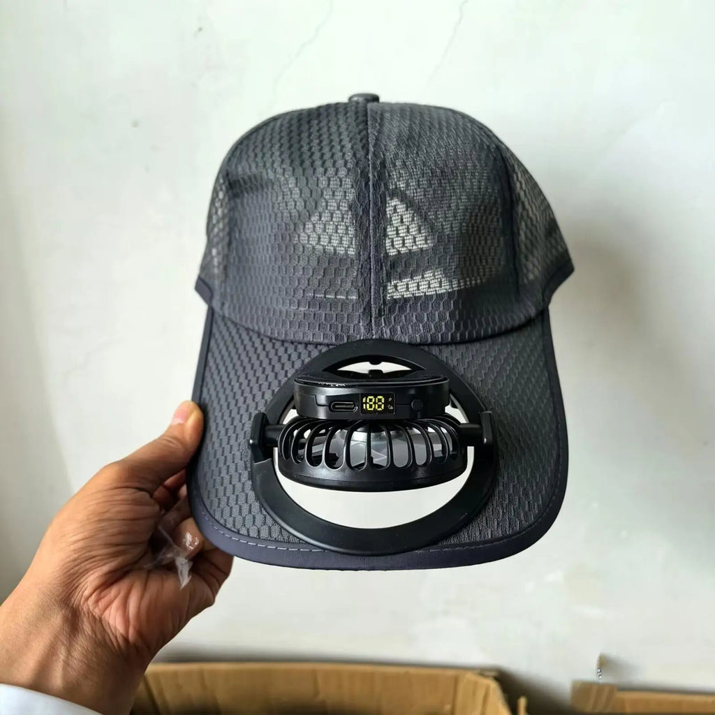 Solar Fan Hat 3-Speed Wide Brim Sun Blocking Cap 600mAh Solar Fan Hat Qme