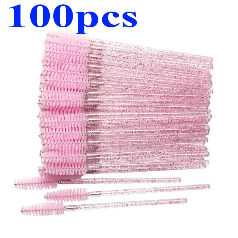 Disposable Spoolie Brushes – Bulk Eyebrow & Lash Wands Disposable Spoolie Wands Qme Pink 100pcs